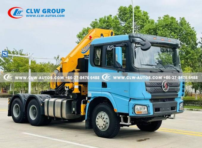 SHACMAN X3000 6Ã4 Tractor Truck with 8-Ton Knuckle Boom Crane - Front view