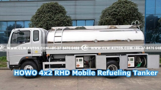 Camion-citerne mobile de ravitaillement de HOWO 4x2 RHD avec le réservoir reflété d'alliage d'aluminium