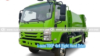 Camion à ordures compacteur à conduite à droite I-suzu 700P 4x4