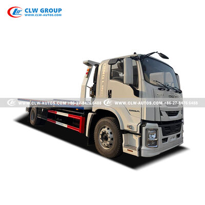 Isuzu FTR 4x2 Flatbed Wrecker with 8-Ton Recovery Capacity, 7.2m Deck, and 205HP Diesel Engine for Towing Companies