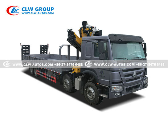HOWO 8x4 Service Truck with 10-Ton XCMG Knuckle Boom Crane and Hydraulic Access Ladder for Heavy Lifting