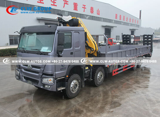 HOWO 8x4 Service Truck with 10-Ton XCMG Knuckle Boom Crane and Hydraulic Access Ladder for Heavy Lifting